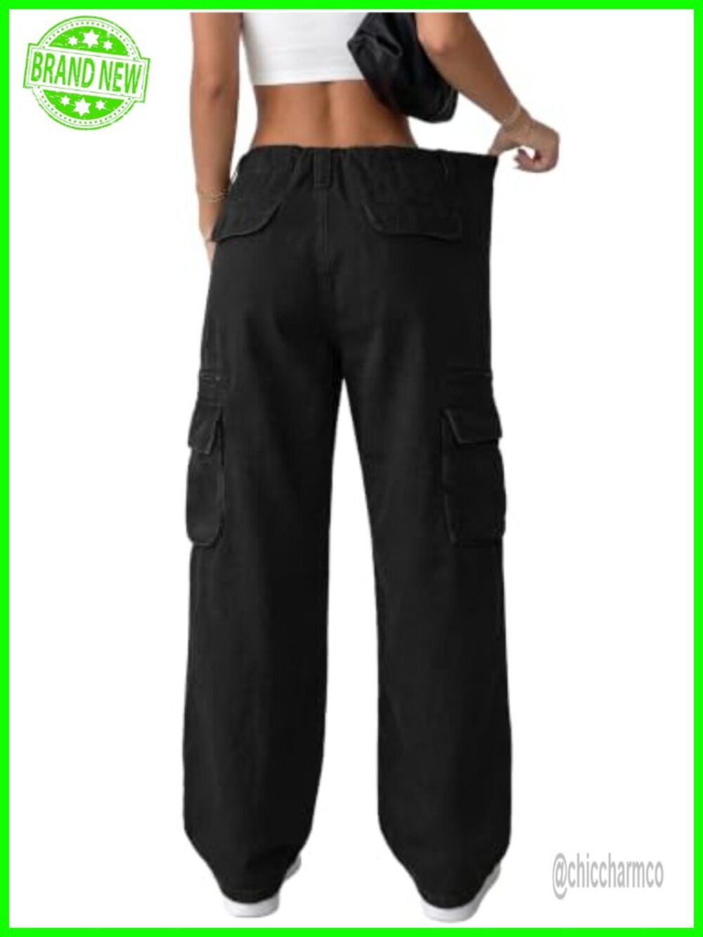High Waisted Cargo Pants with Pockets Y2K Streetwear Casual Tactical Travel